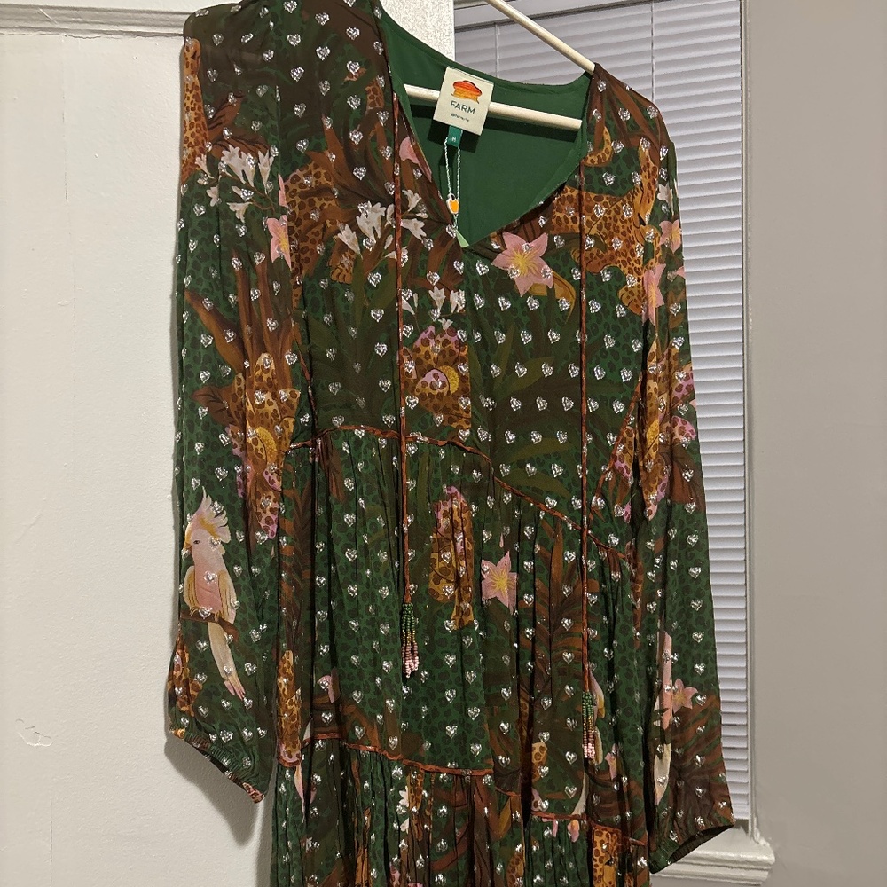 Festive green and glittery Farm Rio dress